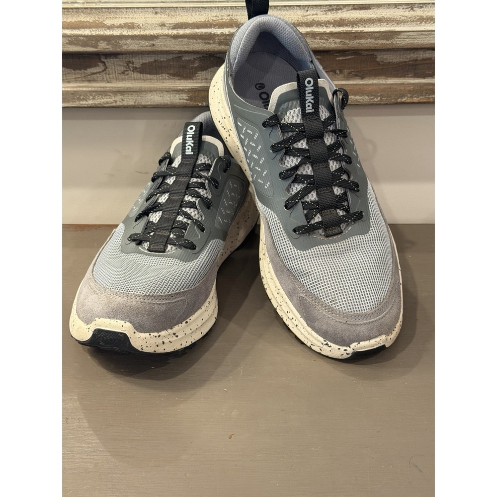 Olukai Makiki Men's Sz 9 Gray Black Suede Athletic Trail Hiking Running Shoes